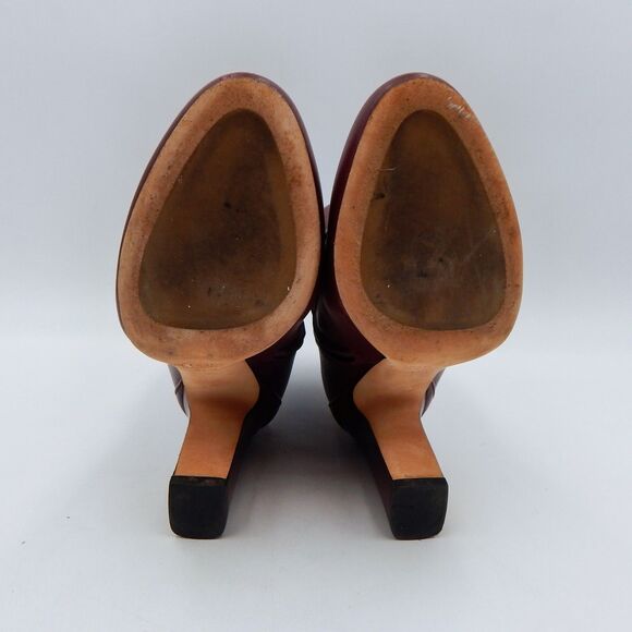 Jimmy Choo Mitchel 100 Wine Burgundy Leather Ankle Boots Booties Women Size 37.5 - Picture 9 of 15